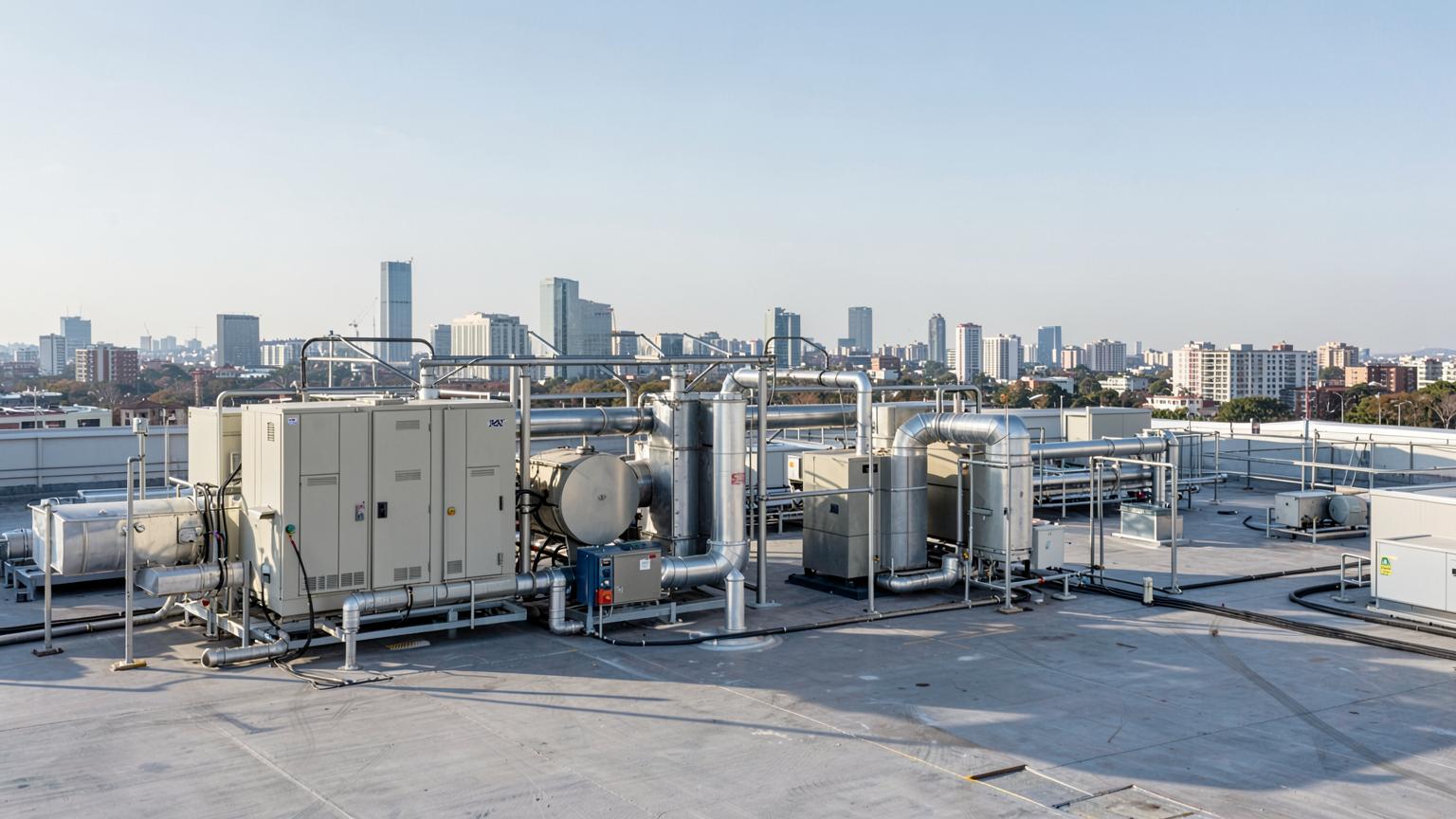 Rooftop air handling plant on a commercial building modelled in SBEM calculations