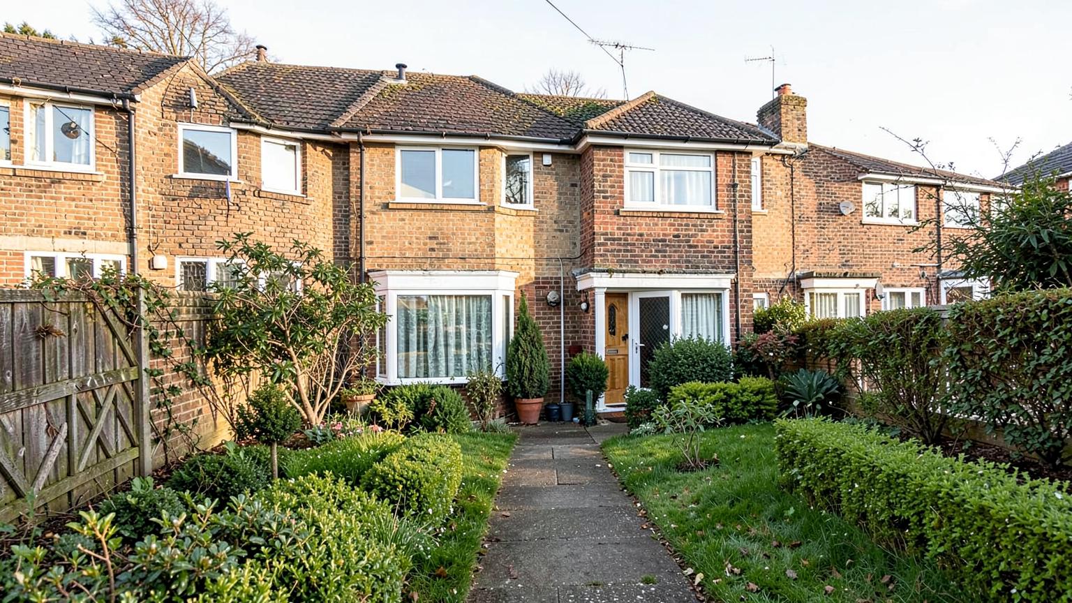 Front elevation of a suburban semi-detached house being surveyed for a house EPC