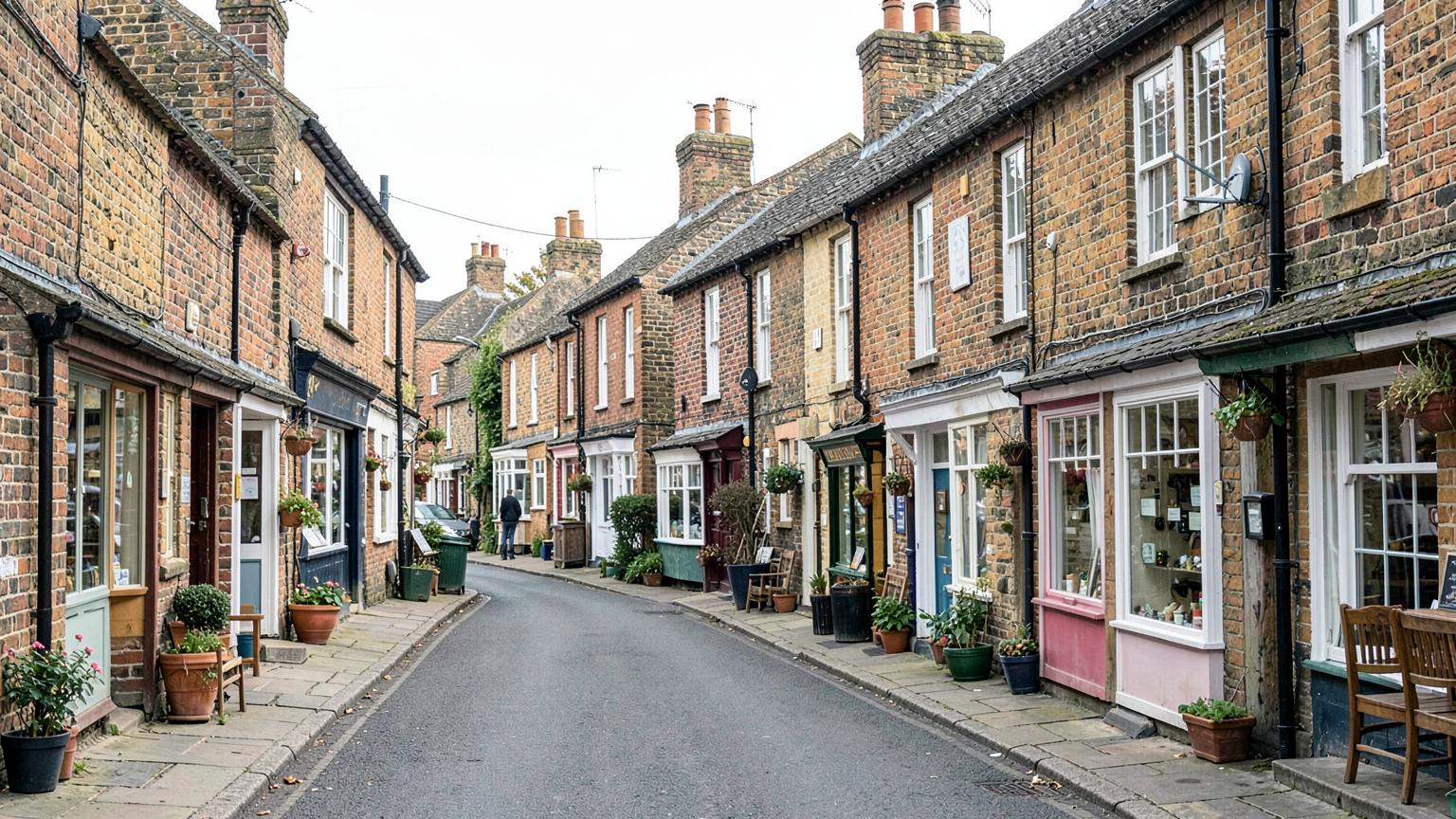 Period brick houses and shops on a Borehamwood street where we carry out EPC surveys